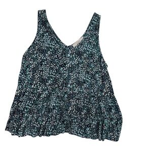 LOFT Womans Sleeveless Ruffle Peplum Floral Blouse** Bin 3